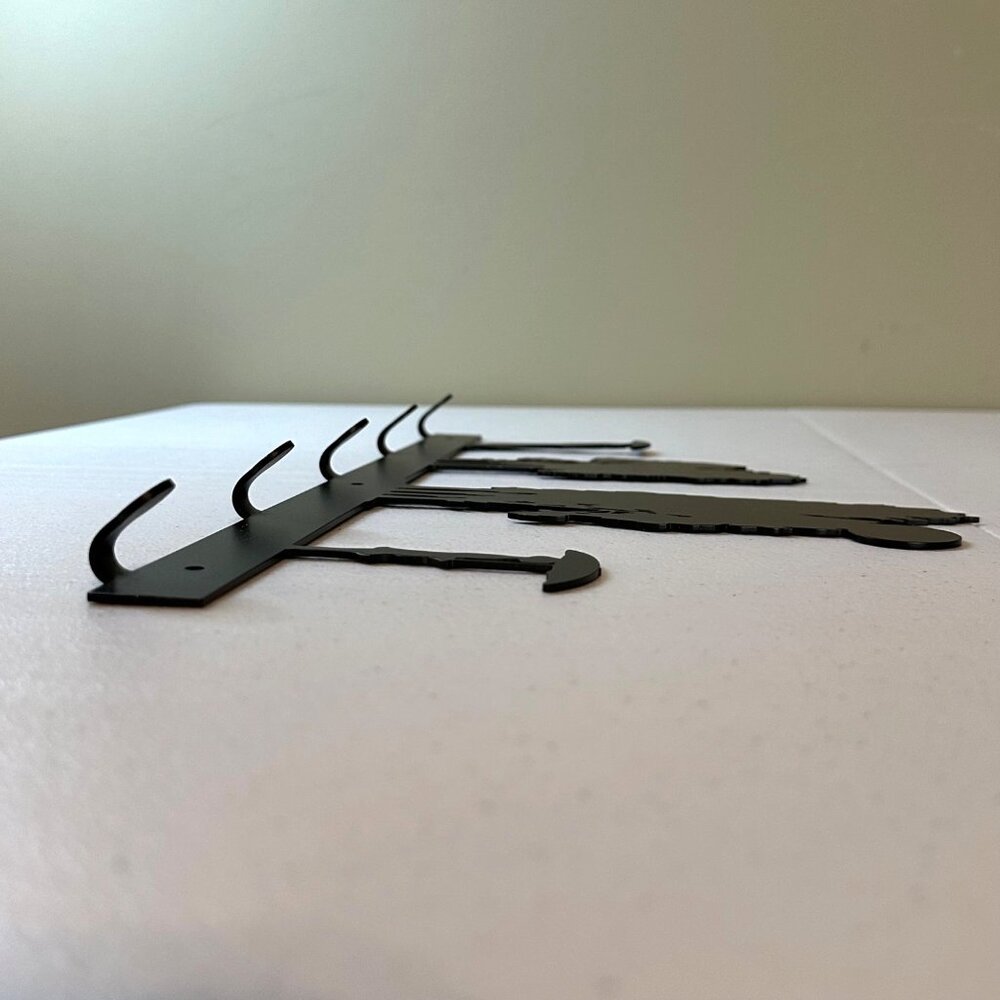 Small metal wall art Tie key scarf towel umbrella leash rack holder 5 hooks - Picture 4 of 13
